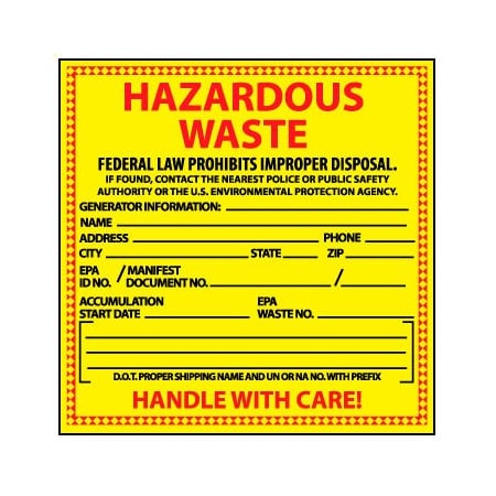 National Marker Co Hazardous Waste Paper Labels - For Specific Chemical Identification, 500/Roll HW10
